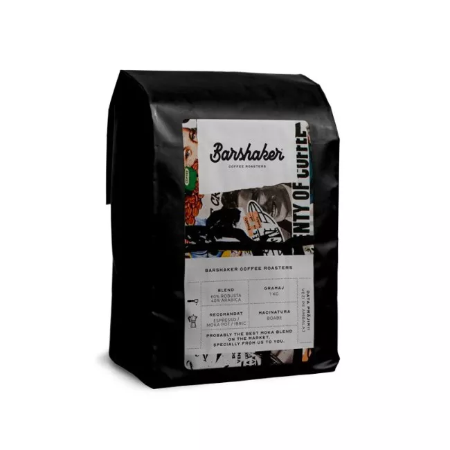 Barshaker Coffee Roasters Neapolitan Dream Moka Miscela kávé csomagolása, 1kg kiszerelés