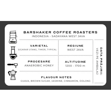 Barshaker Coffee Roasters - Indonesia - Sadayana West Java - Anaerobic Honey - Omniroast - 250g