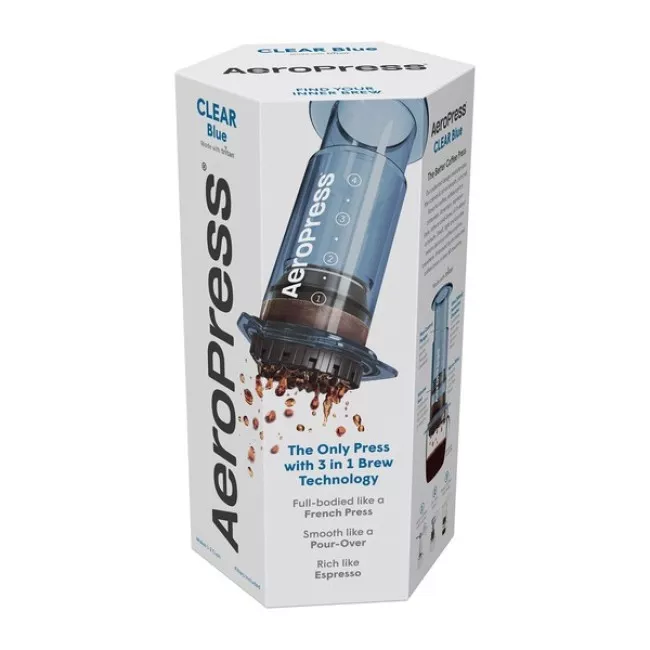 AeroPress Clear Blue átlátszó kék limitált kiadású kávéfőző