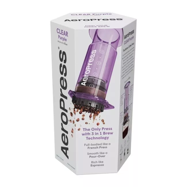 AeroPress Clear Purple átlátszó lila kávéfőző limitált kiadásban