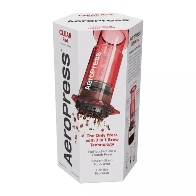 AeroPress Clear Red átlátszó piros kávéfőző limitált kiadásban