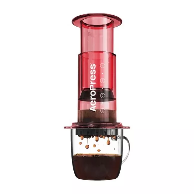 AeroPress Clear Red átlátszó piros kávéfőző limitált kiadásban