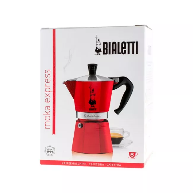 Bialetti Moka Express 6 személyes piros kotyogós kávéfőző
