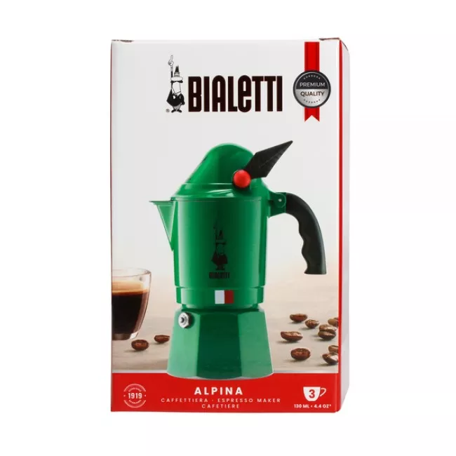 Bialetti Alpina 3tz kotyogós kávéfőző fekete fogantyúval