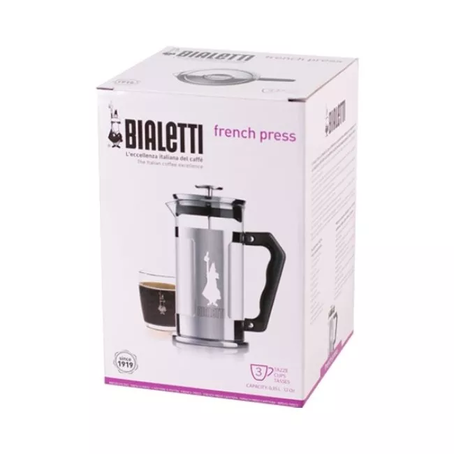 Bialetti French Press Preziosa 350 ml üveg kávéfőző rozsdamentes acél kerettel