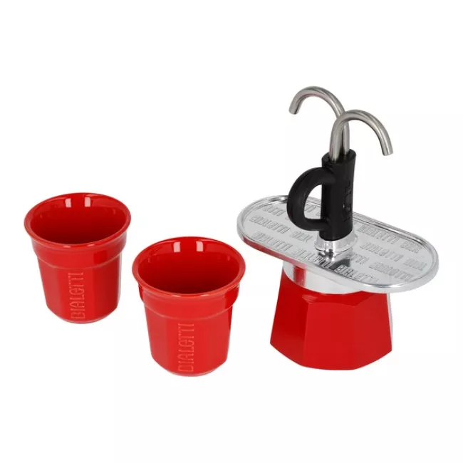 Bialetti Mini Express 2tz Red kávéfőző két eszpresszós csészével
