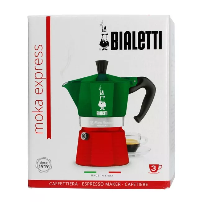Bialetti Moka Express 3tz Italia kotyogós kávéfőző eredeti olasz színben