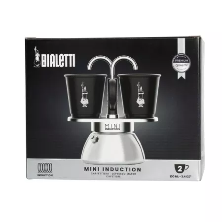 Bialetti - Mini Express Induction 2tz Black szett + 2 csésze
