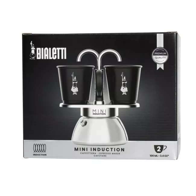 Bialetti Mini Express Induction 2tz Black kávéfőző szett két csészével