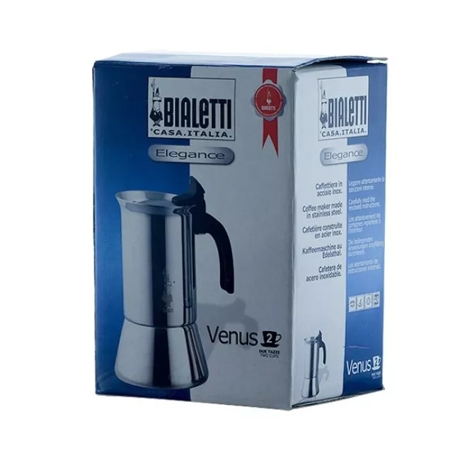 Bialetti Venus 2tz rozsdamentes acél kávéfőző fekete fogantyúval
