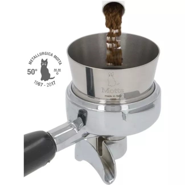 Motta adagolótölcsér 58mm-es szűrőkarhoz, 4cm magas rozsdamentes acél kivitelben