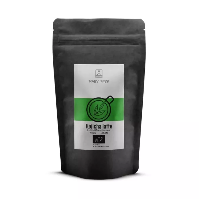 Mary Rose Hojicha Latte BIO pörkölt tea és kókuszcukor keverék 100g csomagolása