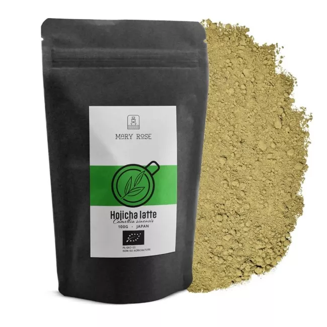 Mary Rose Hojicha Latte BIO pörkölt tea és kókuszcukor keverék 100g csomagolása