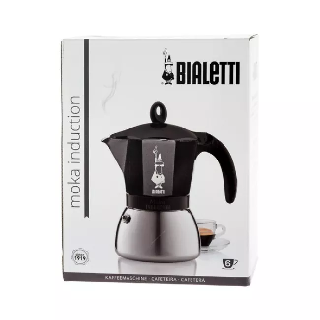 Bialetti Moka Induction 6tz fekete kotyogós kávéfőző indukciós tűzhelyhez