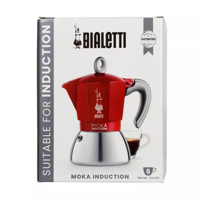 Bialetti Moka Induction 6tz piros moka kávéfőző indukciós főzőlaphoz