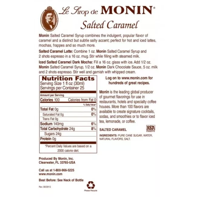 Monin Sós Karamell szirup 0.7L üveges kiszerelésben