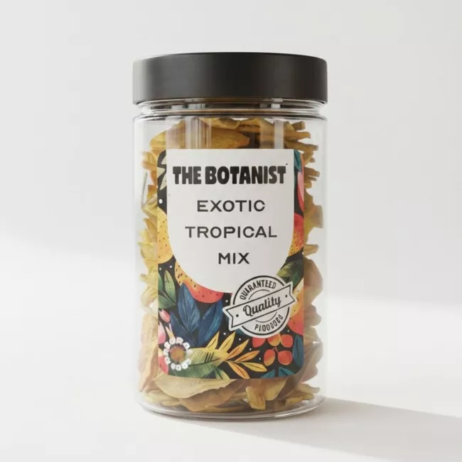 The Botanist by Barshaker Exotic Tropical Mix 200g szárított trópusi gyümölcskeverék mangóval, ananásszal, kiwivel és kakival