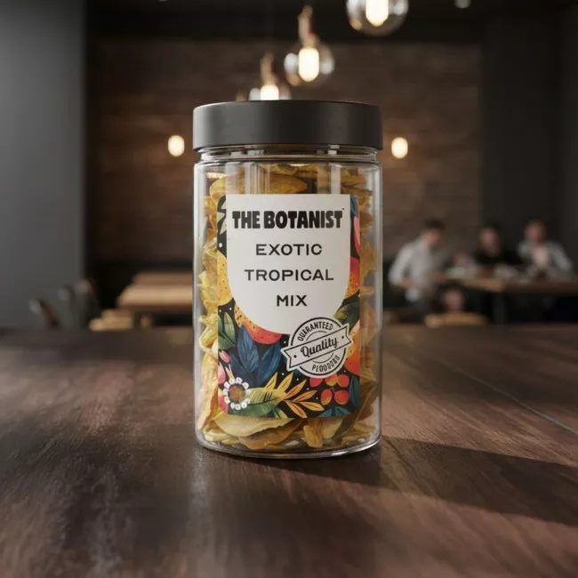 The Botanist by Barshaker Exotic Tropical Mix 200g szárított trópusi gyümölcskeverék mangóval, ananásszal, kiwivel és kakival