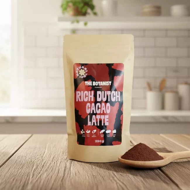 Rich Dutch Cacao Latte por csomagolása – The Botanist vegán keto forró csokoládé