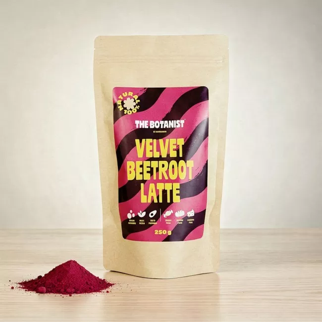 Velvet Beetroot Latte 250g-os csomagolása a The Botanist márkától