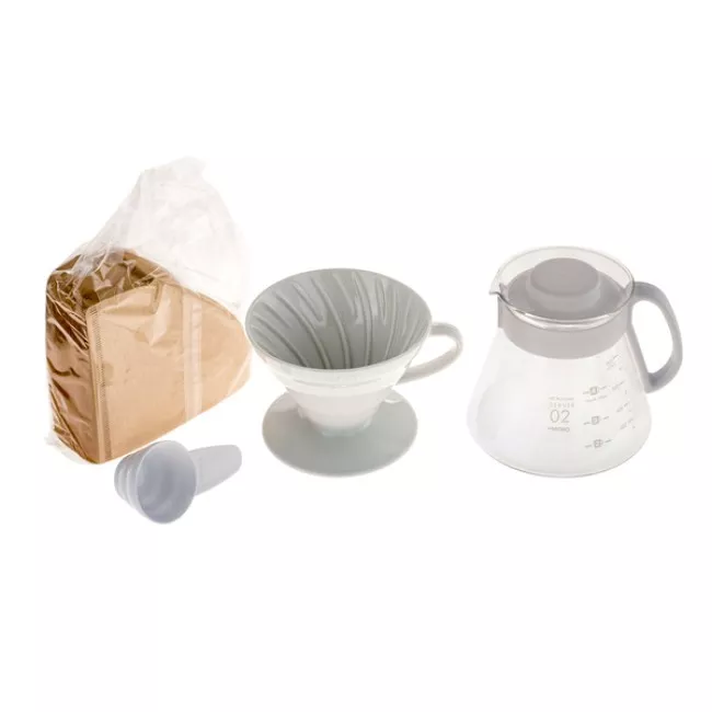 Hario V60 Dripper & Pot White fehér kerámia dripper és üveg kancsó szett