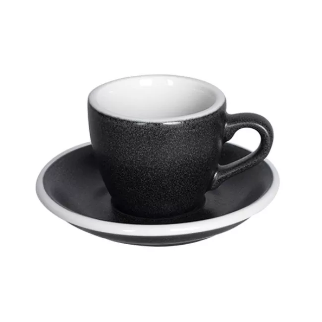 Loveramics Egg antracit színű espresso csésze csészealjjal, 80 ml