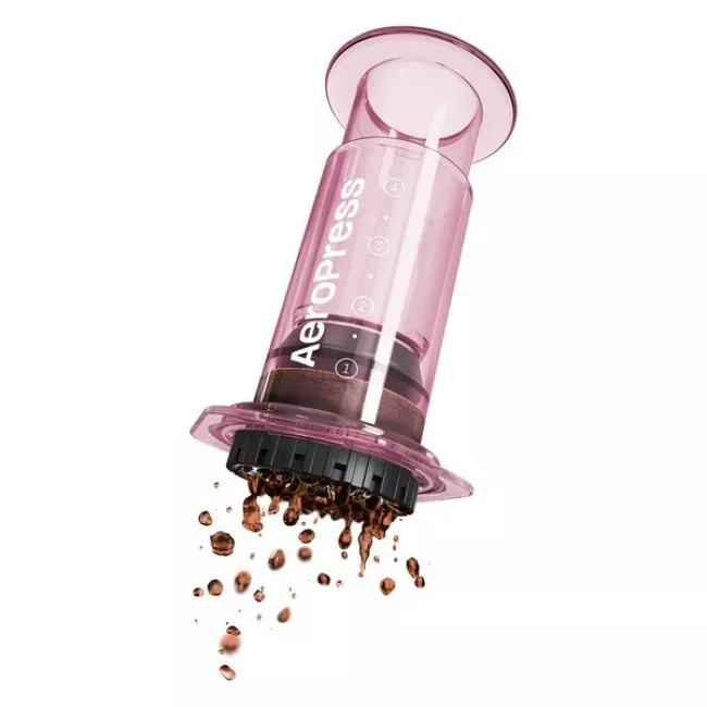 AeroPress Clear Pink átlátszó rózsaszín kávéfőző limitált kiadásban