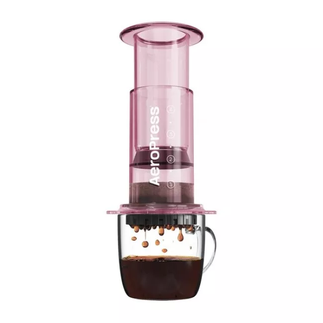 AeroPress Clear Pink átlátszó rózsaszín kávéfőző limitált kiadásban