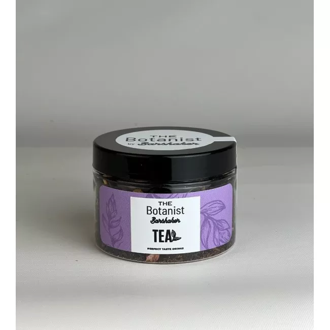 The Botanist Plum Essence fekete tea csomagolása 50g kiszerelésben