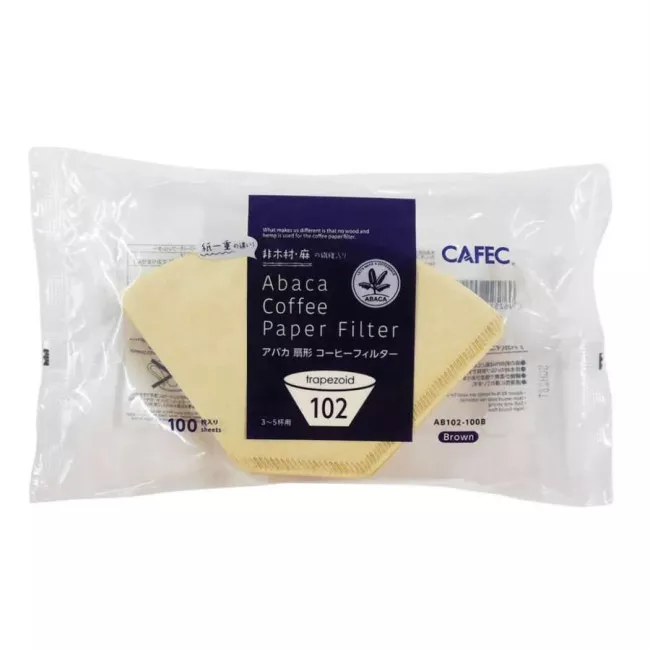 Cafec Abaca trapéz papírszűrő 02-es méretben, barna színben
