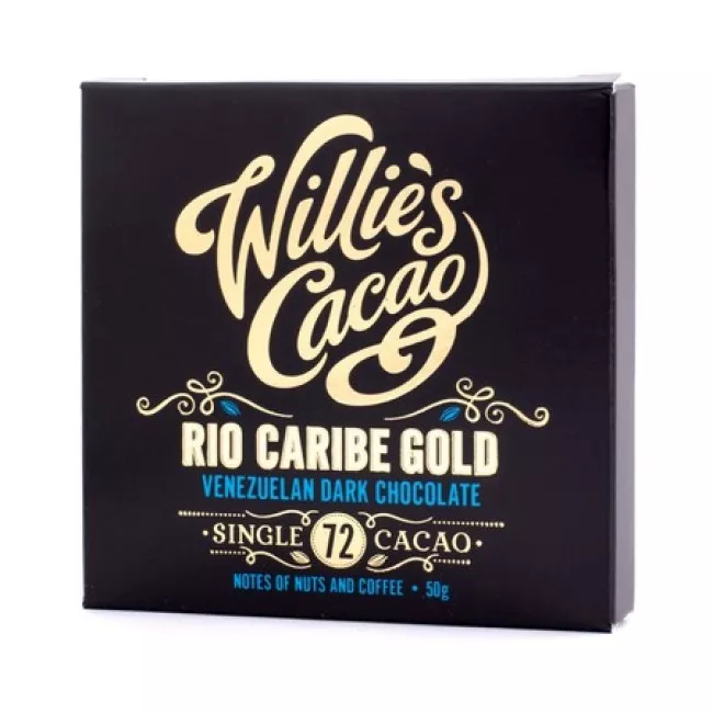 Willie's Cacao 72% Rio Caribe Gold étcsokoládé 50g csomagolása