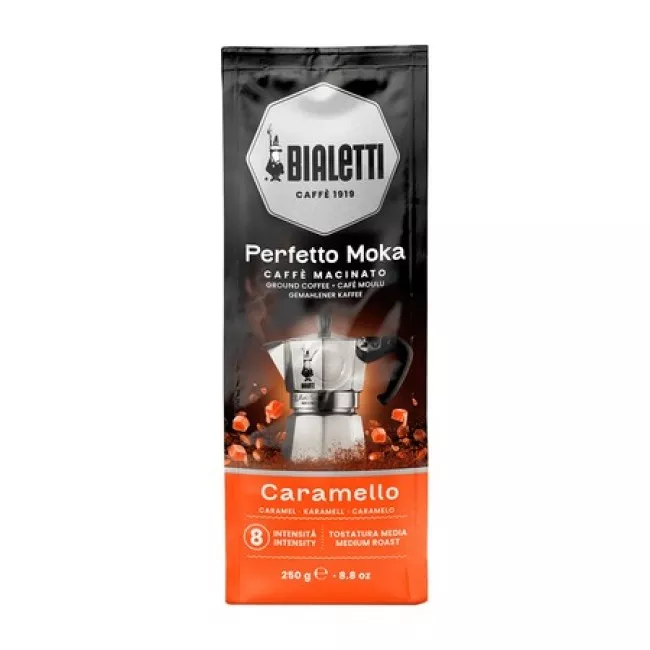 Bialetti Perfetto Moka Caramello Espresso őrölt kávé 250g csomagolása