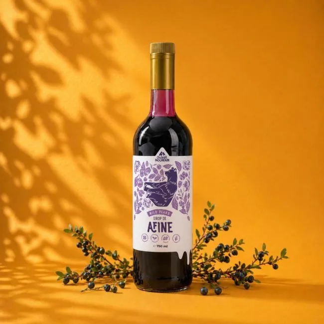 Sirop de Áfonya Sweet Mountain koktélszirup üvegben