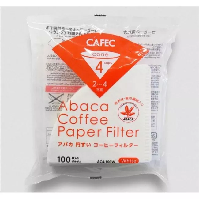 CAFEC ABACA kúp alakú fehér kávéfilter papír 4 csészéhez