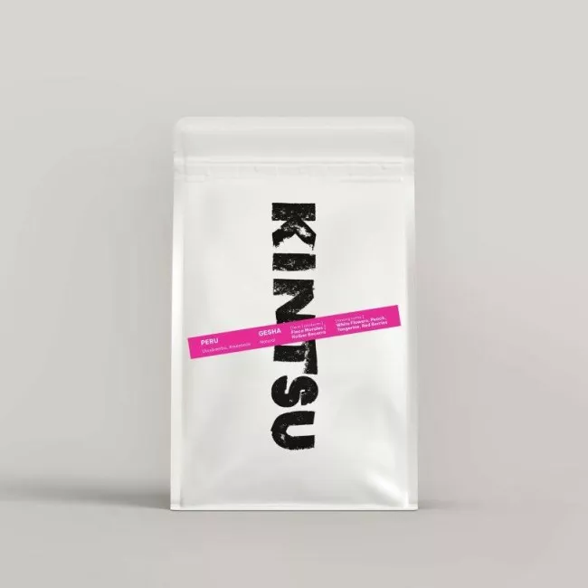 Kintsu Coffee Roasters Peru Roiber Becerra natural specialty kávé 250g csomagolása