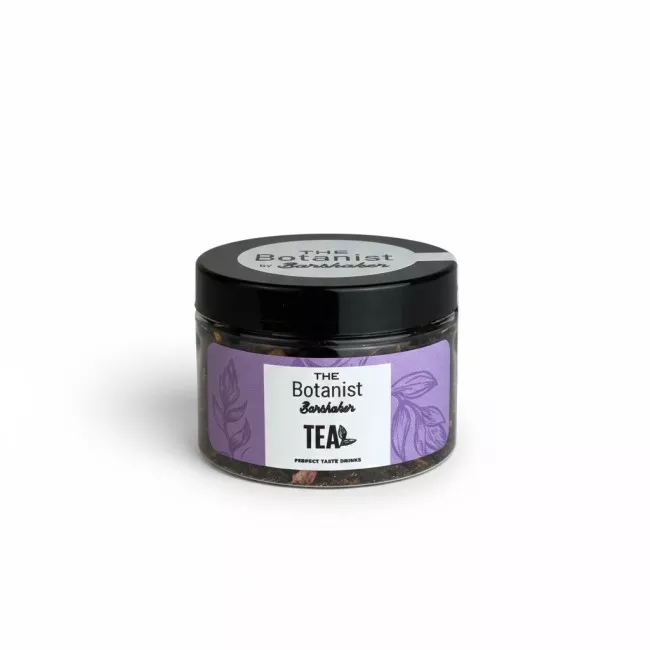 The Botanist Plum Essence fekete tea csomagolása 50g kiszerelésben