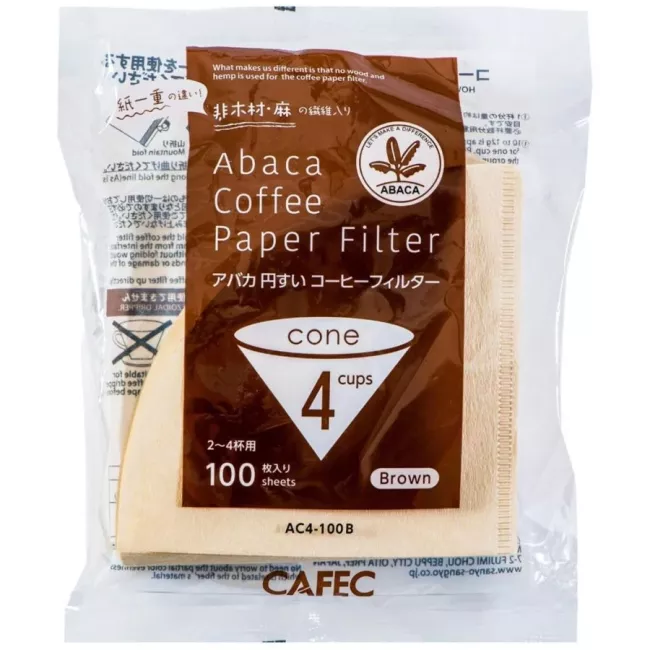 CAFEC ABACA kúp alakú barna kávéfilter papír 4 csészés kiszerelésben