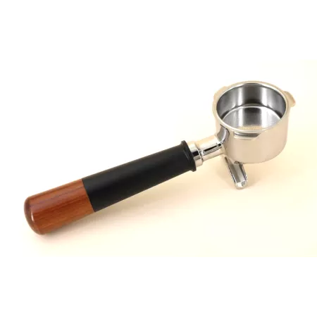 Dupla Kiöntős Szűrőkar (Double Spout) 53mm Sage / Breville géphez - Prémium Hybrid Nyél (Alu és Fa)