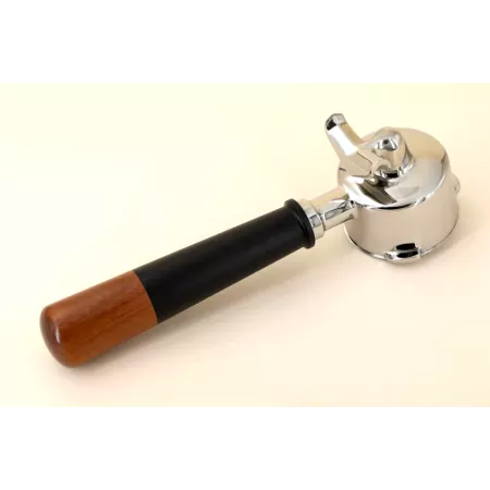 Dupla Kiöntős Szűrőkar (Double Spout) 53mm Sage / Breville géphez - Prémium Hybrid Nyél (Alu és Fa)