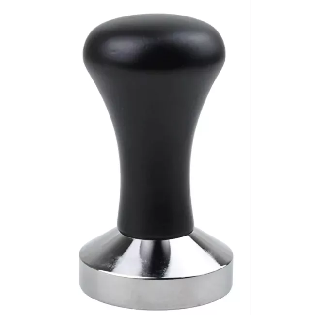 Fekete ergonomikus tamper lapos talppal, 51mm átmérőjű kávétömörítő