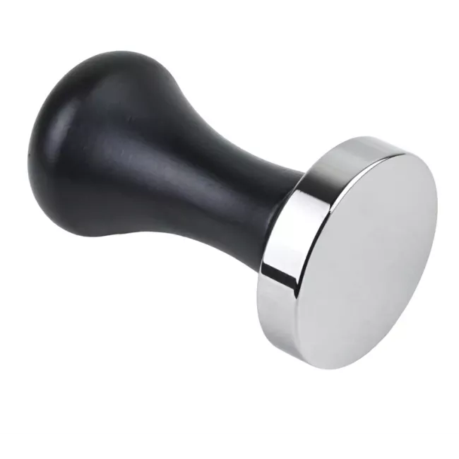 Fekete ergonomikus tamper lapos talppal, 51mm átmérőjű kávétömörítő