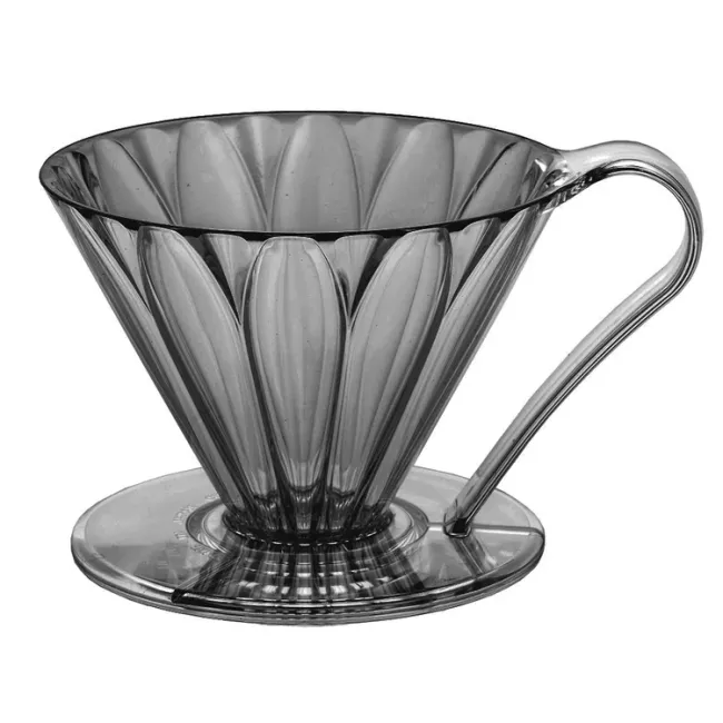 Cafec Tritan Flower Dripper 02 fekete kávécsepegtető virágmintás bordázattal
