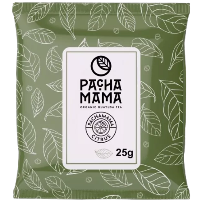 Guayusa Pachamama Citrus bio guayusa 25g kiszerelésű csomagolása