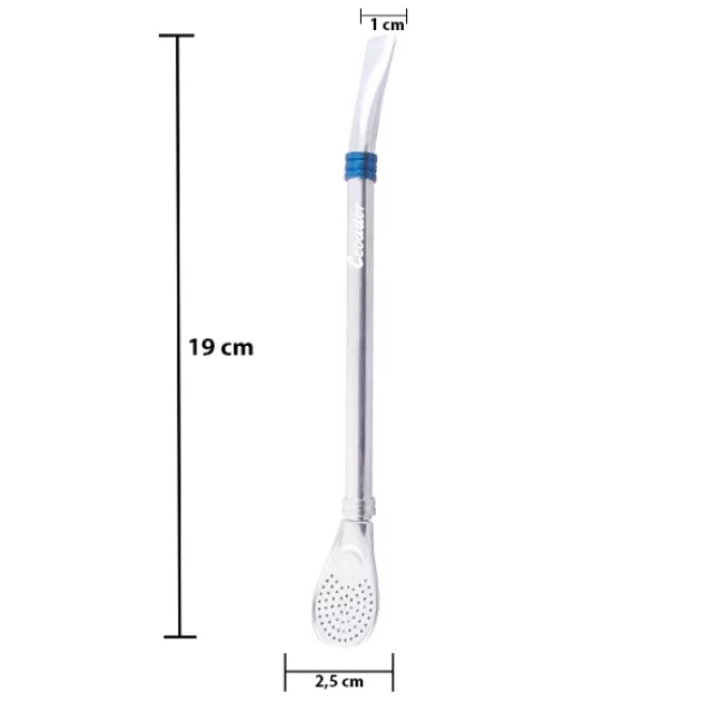 Bombilla Kék Gyűrűvel rozsdamentes acél mate szívószál