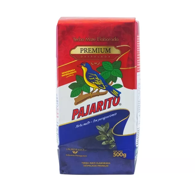 Pajarito Premium Despalada yerba mate 500g-os csomagolása