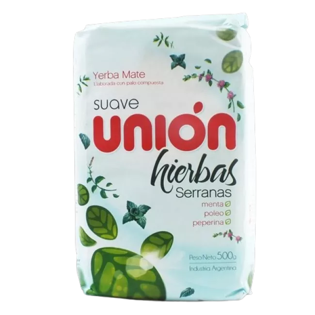 Union Hierbas Serranas 0.5kg yerba mate csomagolás