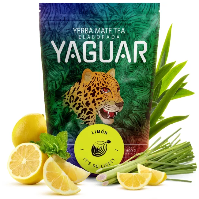 Yaguar Limón yerba mate tea 0,5kg csomagolása