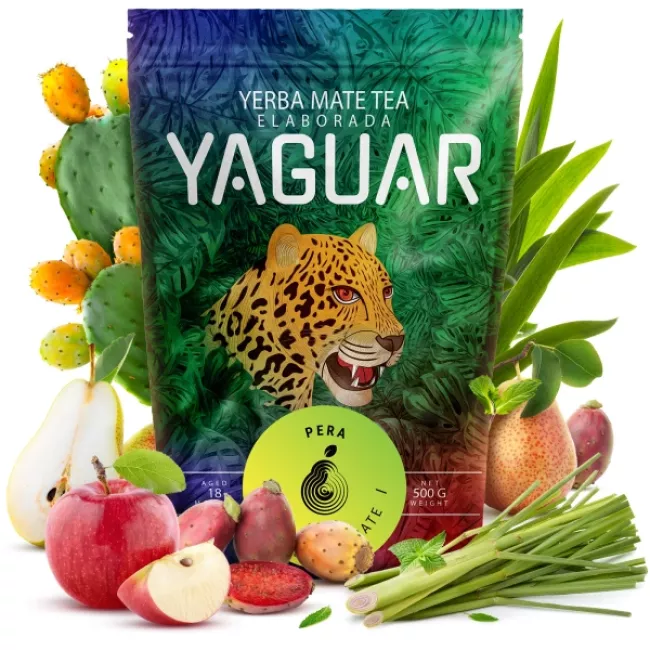 Yaguar Pera Yerba Mate tea 0,5 kg csomagolása
