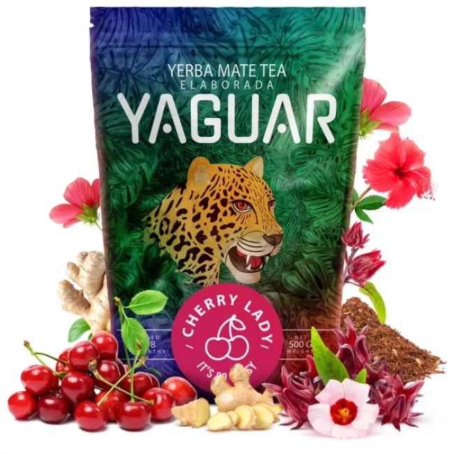 Yaguar Cherry Lady yerba mate cseresznye ízesítéssel, 0.5kg csomagolás