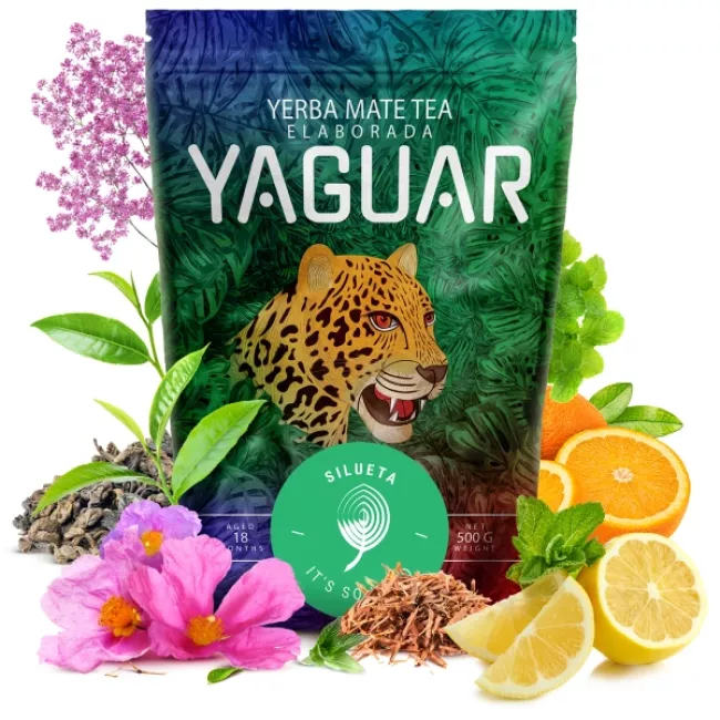 Yaguar Silueta 0.5kg yerba mate tea csomagolása